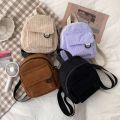 【In-Stock】 Fashion Small Corduroy Mini Backpack Student Bookbags Traveling Backpacks Solid Color.