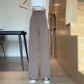 Women Korean Leisure Wide Leg Trousers Girls High Waisted Casual Concise Solid Color Formal Pants Female Slim Fit Loose Slacks. 