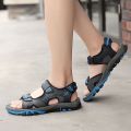 2023Summer Youth Sports Sandals Men's Junior High School Student Slippers Leather All-Match Non-Slip Soft Bottom Beach Shoes.
