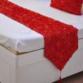 Romantic Red Roses Bed Runner Luxury laciness rose Bed Tail Towel Bedding Scarf Wedding Home Hotel Bedroom Decorations.
