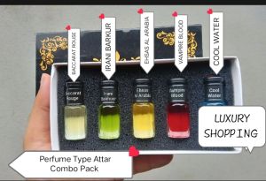 Perfume Type Attar Combo Pack (5 piece - Vampire Blood, Ehsas Al Arabia, Baccarat Rouge, Cool Water, Irani Bakhoor)