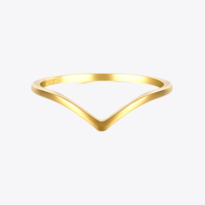 Simple 925 Sterling Silver Rings for Women Men Anti-allergy Gold/Silver Color Smooth Wedding Rings V Shape Smooth Slim Rings