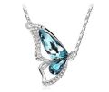 Fashion Sapphire Necklace Bracelet Earrings Set Elegant Crystal Butterfly Jewelry Set for Women Girls Gift.