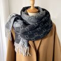 Autumn/Winter 2021 imitation cashmere warm jacquard short beard tassel scarf ladies geometric air conditioned shawl versatile scarf. 