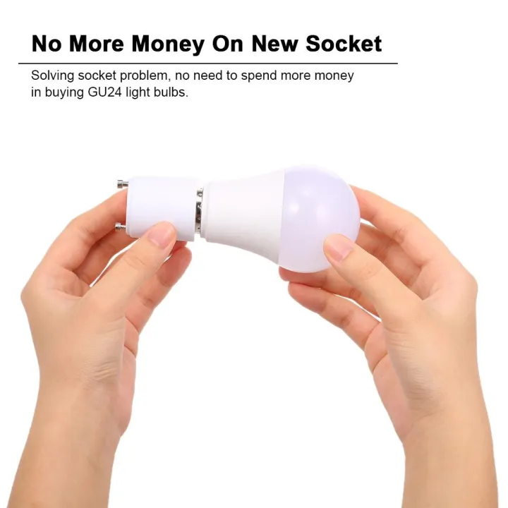 Migeet%204%20Pcs%20GU24%20to%20E26%20E27%20Adapter%20LEDs%20Light%20Bulb%20Holder%20Socket%20Converter%20PBT%20Fireproof%20Material%20GU24%20Pin%20Base%20Fixture%20to%20E26%20E27%20Standard%20Screw-in%20Socket%20-%20Image%205