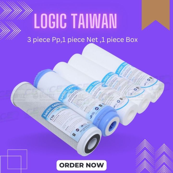 Logic Taiwan 5-in one 3 pp filter + 1 net carbon + 1 box carbon -1 set for 50-200 GPD RO machine - Signifying Quality