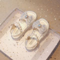 Girls Sandals Fashion Sequins Cute Bow Summer Princess Shoes Soft Falt Children Beach Kids Footwear 23-36.