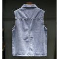 2023 Retro Denim Vest Men Sleeveless Cargo Jacket Harajuku Style Tooling Jean Jacket Cowboy Fashion Wasitcoat Men'S Clothing XXL. 
