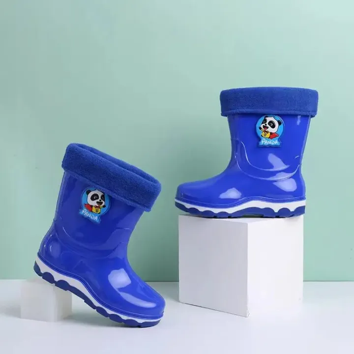 Children's%20High%20Top%20Rain%20Boots%20Boys%20And%20Girls%20Soft%20Bottom%20Non%20Slip%20Waterproof%20Were%20Resistant%20Plush%20Warm%20Candycolor%20Rain%20Boots%20-%20Image%203