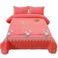 Three-piece set of milk velvet bed covers, plush bed sheets, blankets, thickened kang blankets, blankets, single tatami mats, household carpets. 