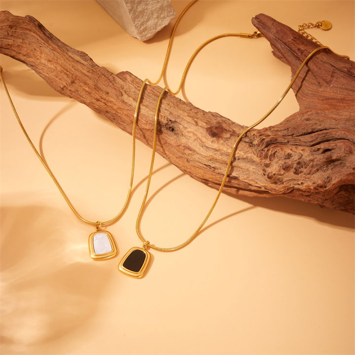 316L%20Stainless%20Steel%20Black%20White%20Geometric%20Necklace%20Bracelets%20Earrings%20For%20Women%20New%20Trendy%20Jewelry%20Set%20Wedding%20Gift%20-%20Image%204