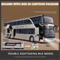 1:32 Double-decker Bus Model Alloy Diecast Pull Back Higation Double Sightseeing Metal Bus Toy Vehicle Kids Toys For Boy. 