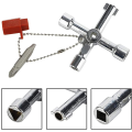 2Pcs Universal Key Switch 4 in 1 Control Cabinet Key,Square Triangular Key for Water Electricity Meter Radiator Elevator. 