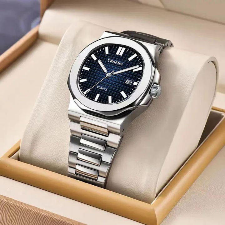 【NShisasN】2023 Originate Luxury Watch Business Waterproof Male Clock Luminous Date Stainless Steel Square Quartz Men Watch reloj hombre