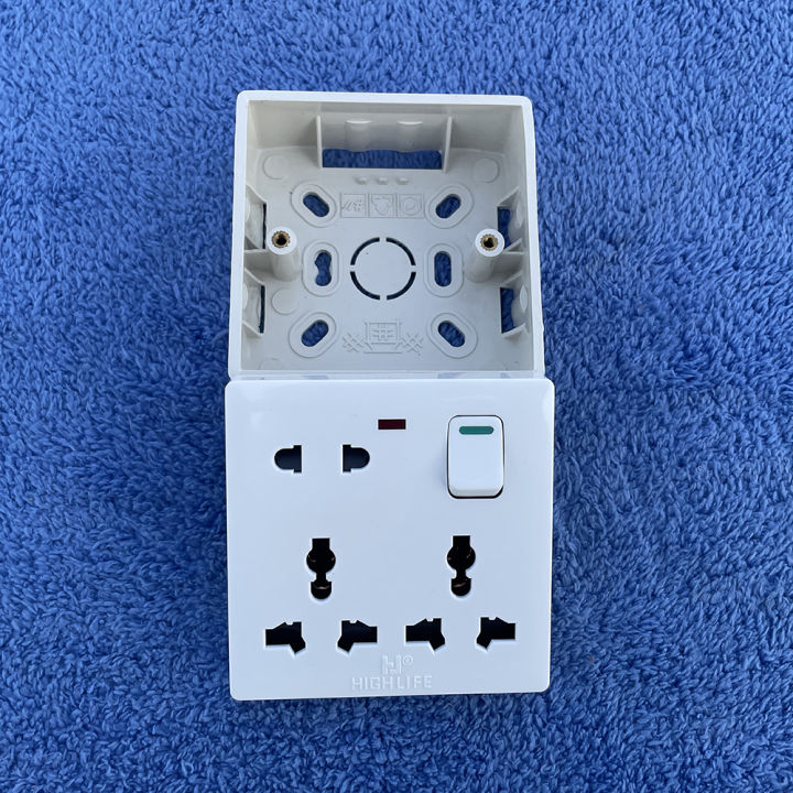 Electric 8 pin wall multi socket with Indicator 3 pin Double & 2 Pin With Switch and 1 Gang Board T&B