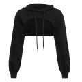 【In-demand】 Loose Long Sleeve Cropped Hoodies Solid Casual Sweatshirt Women Streetwear Y2k Autumn Fashion Clothing Harajuku Top Hooded худи. 