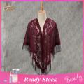 Summer Prom Scarf Flower Embroidery Washable Women Party Shawl.