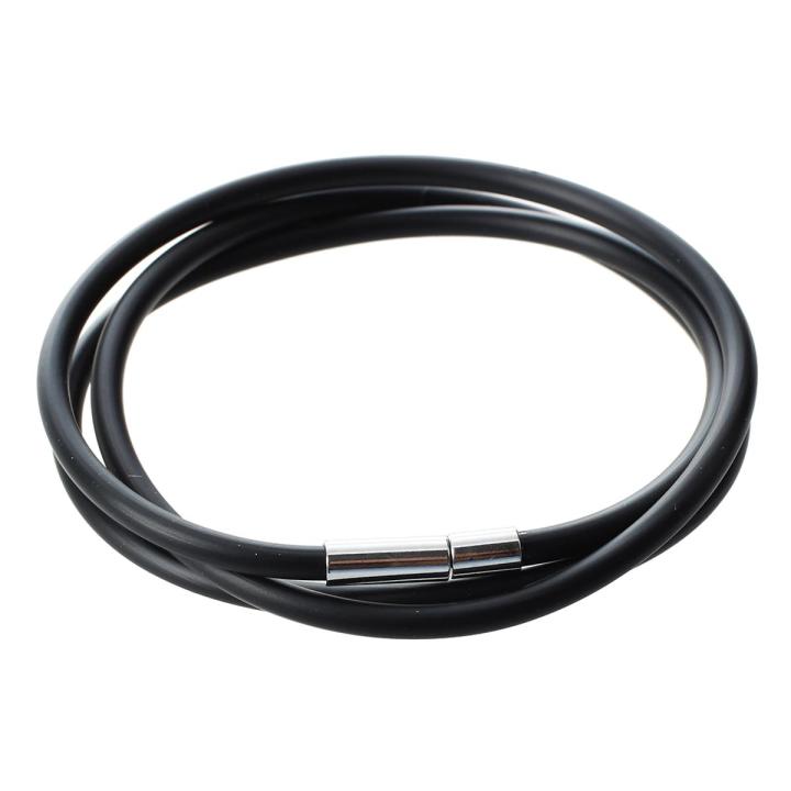 3mm Black Rubber Cord Necklace with Stainless Steel Closure 22