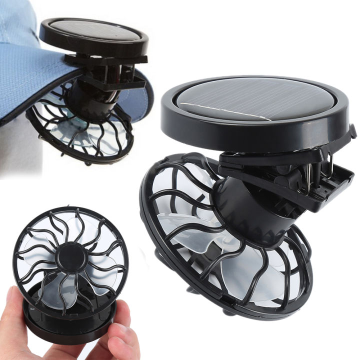 Cooling Cell Fan Outdoor Mini Solar Fan New Clip-on Solar Power Energy Summer Camping Hiking Fishing Home Clip Cap Fan 1Pcs