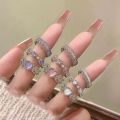 New Y2K Pink Crystal Irregular Heart Rings for Women Fashion Zircon Opening Finger Ring Sweet Girls Kpop Party Jewelry Gifts.