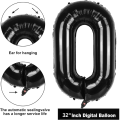 32” Inch Number Foil Balloon | Big Size Golden, Silver & Black Number Foil Balloon for Birthday, Anniversary & Party Decor- (Pack of 1 Pcs). 