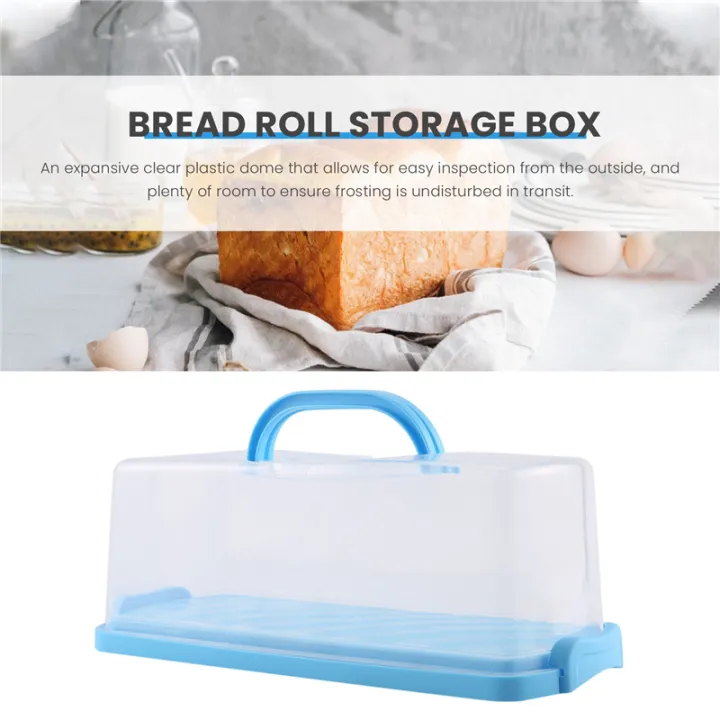 Portable%20Bread%20Box%20with%20Handle%20Loaf%20Cake%20Container%20Plastic%20Rectangular%20Food%20Storage%20Keeper%20Carrier%2013Inch%20Translucent%20Dome%20for%20Pastries,%20Bagels,%20Bread%20Rolls,%20Buns%20-%20Image%203