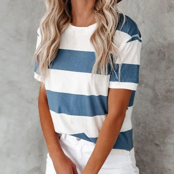 Casual%20T-shirt%20Anti-ling%20Leisure%20Female%20Striped%20T-shirt%20-%20Image%205