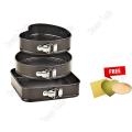 3pcs Carbon steel multi shape cake pan(heart,round,squre) + 3pcs multi shape cake bord free. 