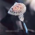 JZ075 Gold Plated Jewelry Loose Diamond Colored Diamond Pink Diamond Women's Ring Teardrop Shaped Micro Diamond Simulation Diamond Ring.