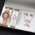 Elevate Your Style with This Women's Heart Diamond Jewelry and Designer Watch Set for Girls Luxury Stylish Watch. 