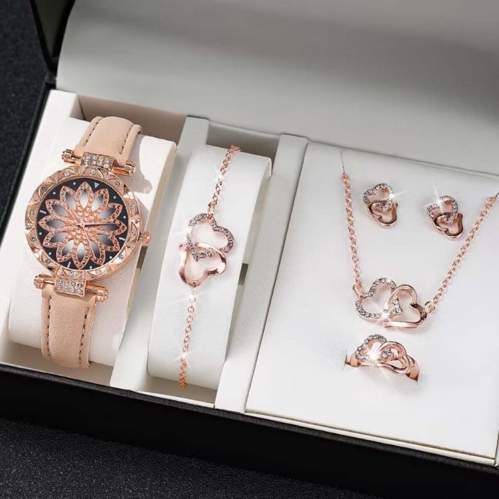 Elevate%20Your%20Style%20with%20This%20Women's%20Heart%20Diamond%20Jewelry%20and%20Designer%20Watch%20Set%20for%20Girls%20Luxury%20Stylish%20Watch%20-%20Image%203