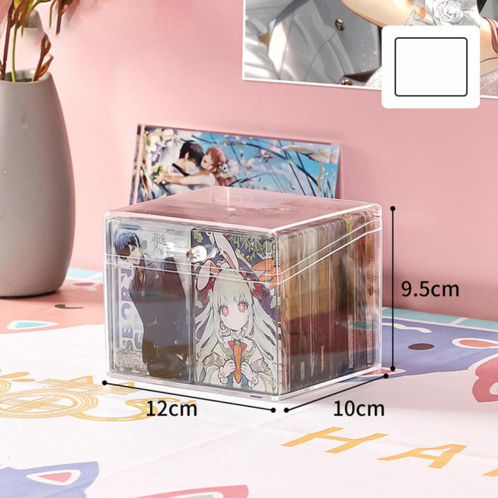 Acrylic Storage Box Card Organizer Kpop Photocard Box Flip Box Transparent Storage Box