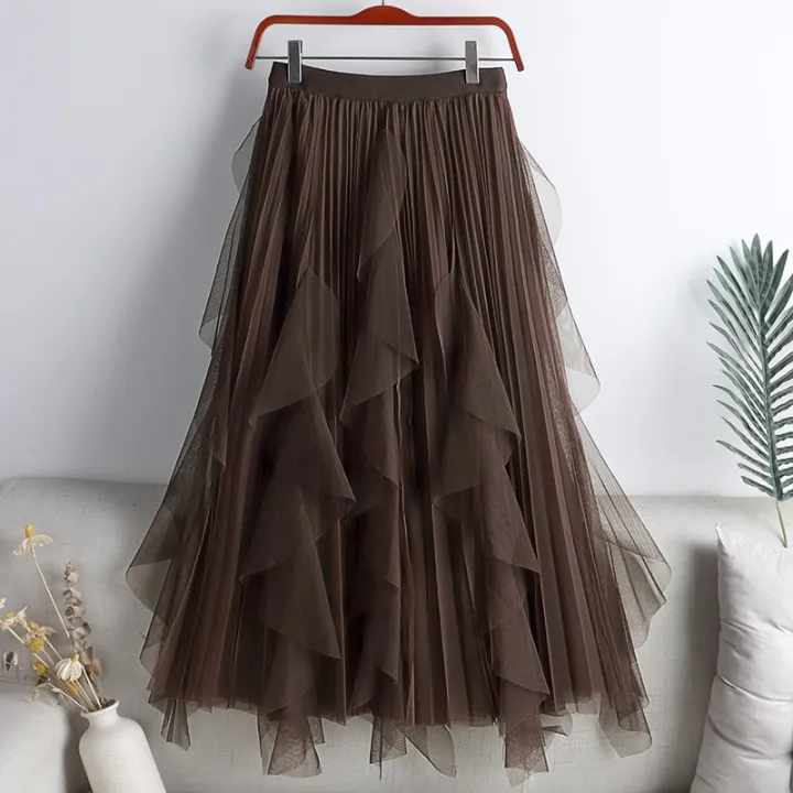 Big%20Ruffles%20Tulle%20Skirt%20Womens%20Autumn%20Winter%20High%20Waist%20Elegant%20Pleated%20Skirts%20Female%20Korean%20Fashion%20Casual%20Mesh%20Skirt%20-%20Image%203