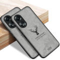 Quiberk for OPPO A58 4G Case Fabric Deer Cloth Vintage Shockproof Protective Phone Back Cover.