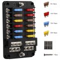 2X 12V 12 Way Marine Fuse Block Fuse Panel with Ground & 12 Volt Fuse Box for Car Automotive Boat RV RZR.