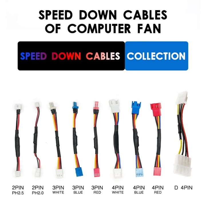 Jumpeak Computer Case CPU Cooler GPU Video Card Fan 2PIN 3PIN 4PIN D IDE Resistor Speed Down Cable Reduce Speed And Noise