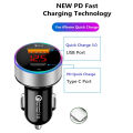 USB Car Charger Quick Charge QC3.0+PD Type C Mobile Phone LCD Display Fast Charging Adapter Phone Charger. 