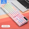 RYRA Gaming Keyboard Retro Punk USB Wired Keyboard RGB Backlit Round 104 Keys Full Keypad For Computer Game E-sports Peripherals. 