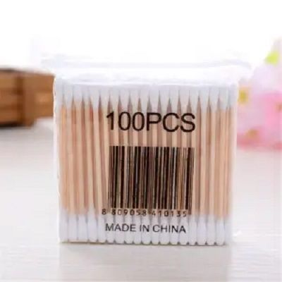 100pcs Wood Stick Cotton Swab Applicator Q-tip Double Wooden Handle Sturdy