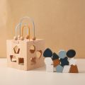 Montessori Toys Baby Matching Education Toys Shape Cognitive Wooden Box Toy Silicone Geometric Shape Blocks Puzzle Stacking Game.