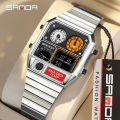 Sanda Retro Trendy Punk Dual Display Luminous Waterproof Electronic Quartz Men's Watch SD3192-3.