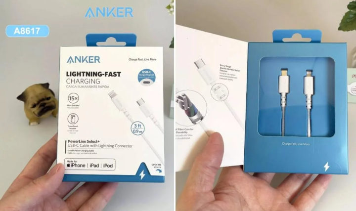 Anker পাওয়ারলাইন সিলেক্ট USB-C থেকে লাইটনিং কেবল নাইলন ব্রেকড 1.8 মিটার