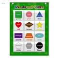 Foldable Pocket Chart Recognition Educational 12 Pockets Shape Color for Home Toddlers.
