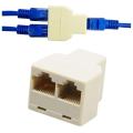 1PCS 1 To 2 Way LAN Ethernet Network Cable RJ45 Female Splitter Connector Adapter for Computer White High Qualit. 