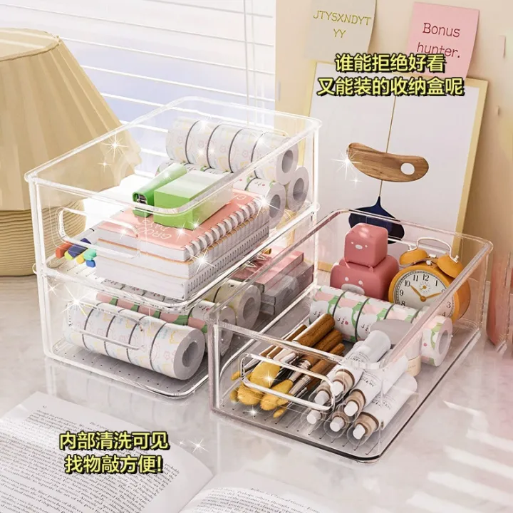 Desktop%20storage%20box%20Household%20transparent%20basket%20dormitory%20stationery%20snacks%20and%20sundry%20storage%20box%20cosmetics%20mask%20storage%20rack%20-%20Image%204
