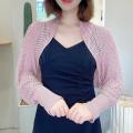 2024 Mesh Ice Silk Knitted Cervical Support Summer Sun Protection Cardigan Outer Wear Women's Short Cape Air Conditioning Shirt Outer. 