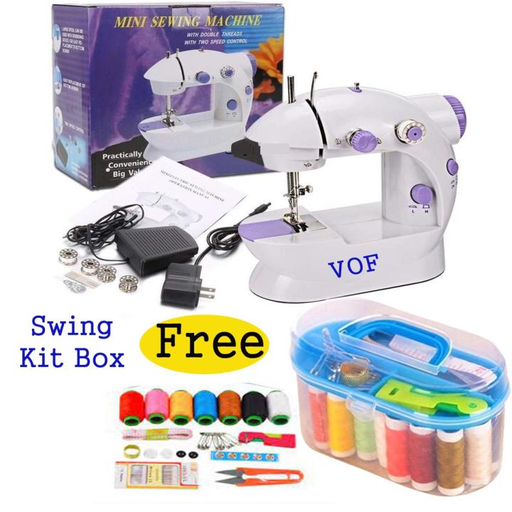 Mini Sewing Machine - Dual Speed Portable Mini Electric Pedal Double Threads Rewind Swing Machine