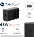 Motorola Turbo Power GaN Fast Charging 68W Type-C EU Adapter with Type-C Cable- Motorola 68W Gan Turbo Power Fast C-Type Charger for Motorola Edge 60 Pro/Edge 60 Fusion/Edge 50 Fusion/Edge 50 Ultra/50 Pro/Razr 50 Ultra/Moto G45/G54/Moto E40/Moto G35 & Sup. 