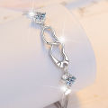 Moissanite Bracelet Women's 1 Carat Korean Version Heart-Shaped Double Ring Bracelet Gift Cross-border Wholesale Manufacturer 925 Sterling Silver Jewelry. 