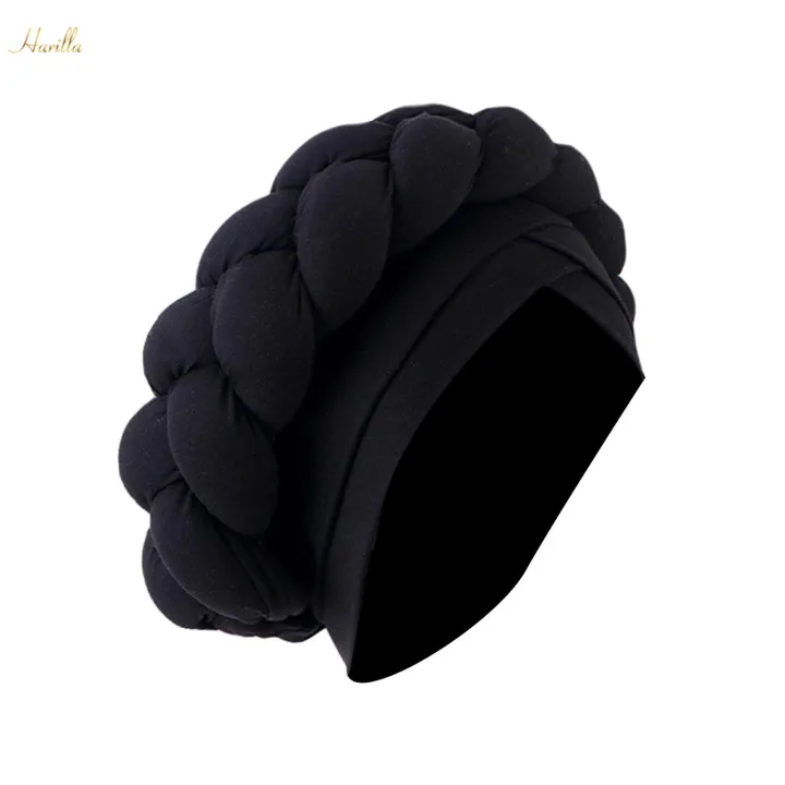 Women%20African%20Turban%20Head%20Wrap%20Headscarf%20Headwear%20Hair%20Headwrap%20Hat%20Beanie%20for%20Wet%20Black%20-%20Image%203